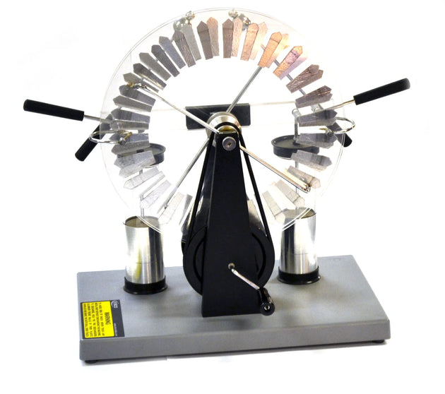 Wimhurst Electromagnetic generator model on a white background