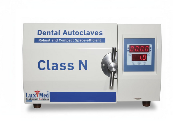 Dental autoclave with Lux Med branding on a white background
