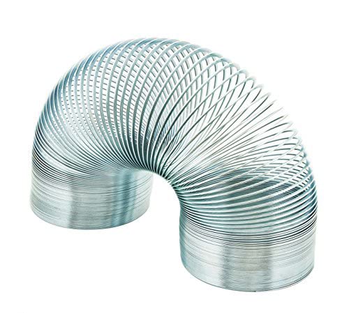 Metallic Helix spring toy on a white background