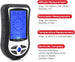 Multifunctional measuring device with digital display and feature text on a white background