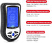 Multifunctional measuring device with digital display and feature text on a white background