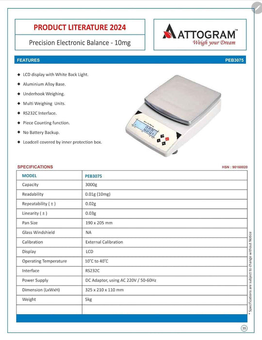 Precision Balance 10mg/3000g Aluminium Alloy Base Premium - Labmart.in