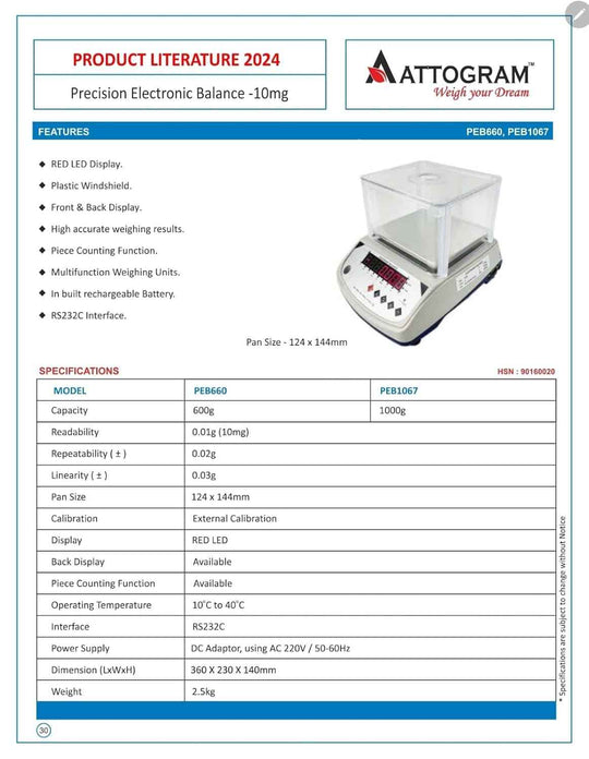 Precision Balance 10mg/1000g,rectangular pan - Labmart.in