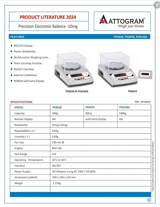 Precision Electronic Balance with extra display 10mg/600g - Labmart.in