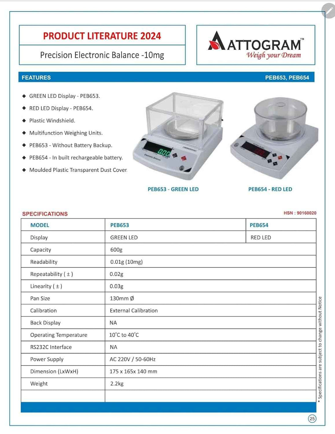 Precision Electronic Balance PEB654 - 10mg/600g - Labmart.in