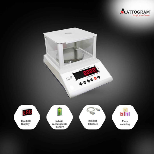 Precision Electronic Balance 10mg/1000g,0.01g,dual display - Labmart.in