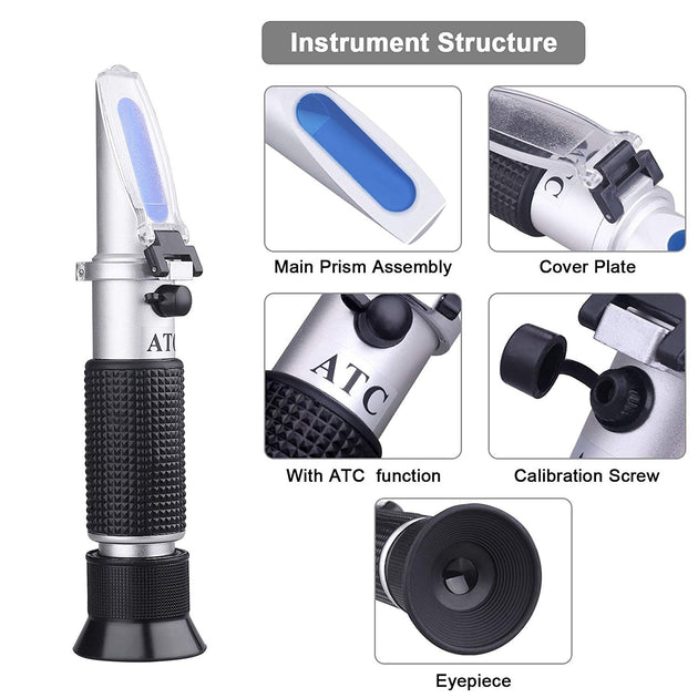 An instrument structure diagram of a device with labeled parts on a white background.
