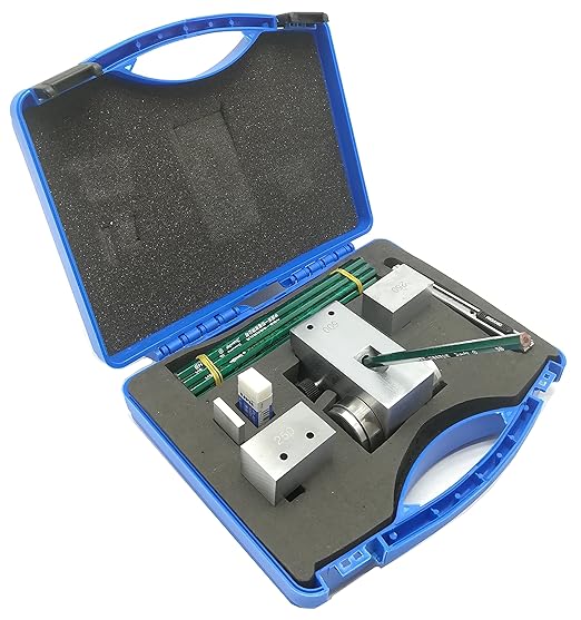 Mechanical tool set in a blue case on a white background