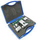 Mechanical tool set in a blue case on a white background
