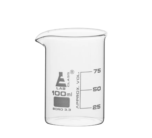Beaker 100ml Graduated DIN/ISO Pack of 6 - Labmart.in