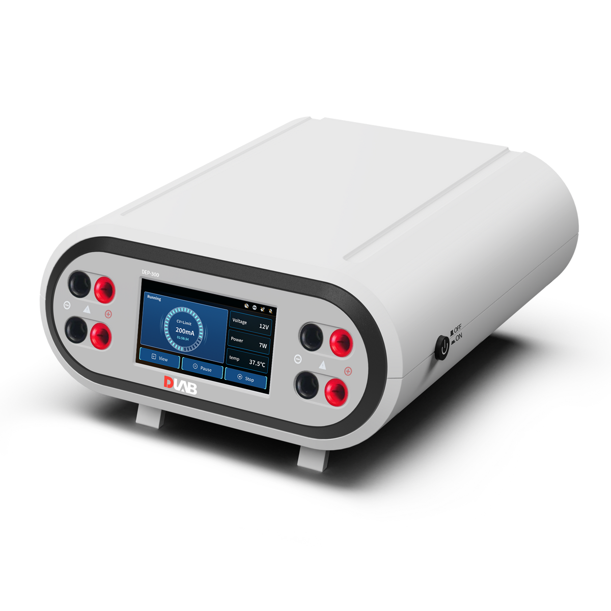 DLAB DEP-300 electrophoresis power supply with LCD touchscreen and four output terminals