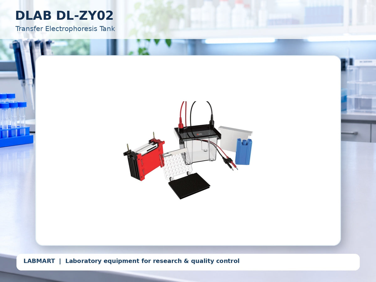 DLAB DL-ZY02 electrophoresis equipment shown in a modern laboratory, using the actual product photograph