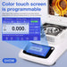 Digital moisture analyzer with color touch screen interface on a blue background