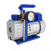 Vacuum pump with blue and gray design on a white background