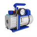Vacuum pump with blue and gray design on a white background
