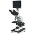 Microscope with digital camera attachment on a white background