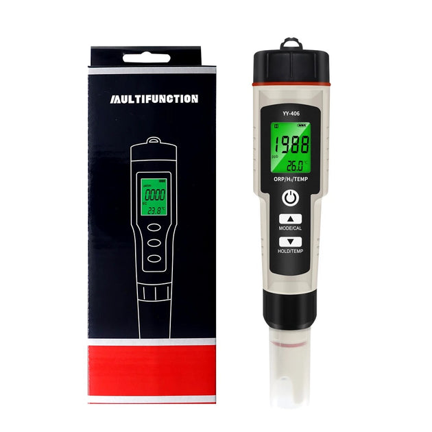 Multifunction digital meter with packaging on a white background