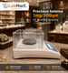 Precision balance for jewelry weighing with LabMart branding in a jewelry store setting.