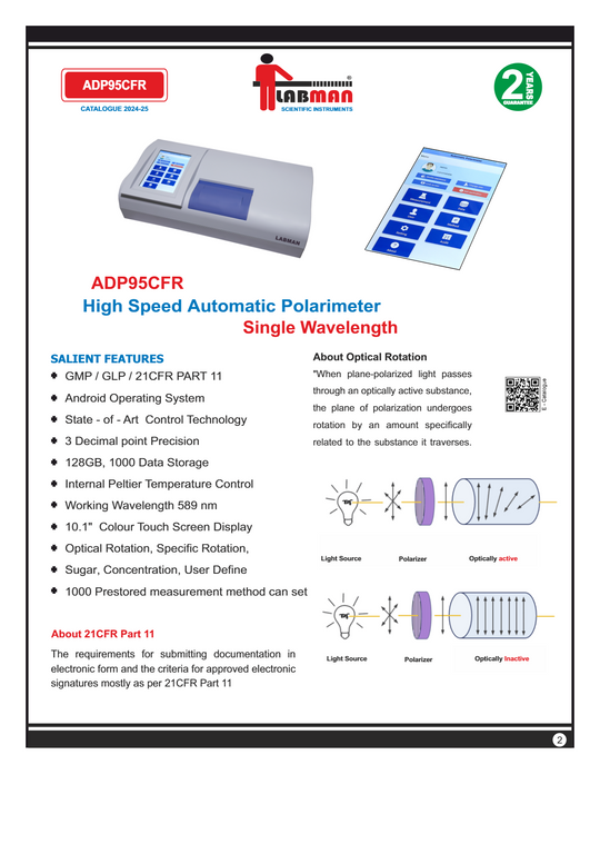 High Speed Automatic Polarimeter with CFR,Single Wavelength - Labmart.in