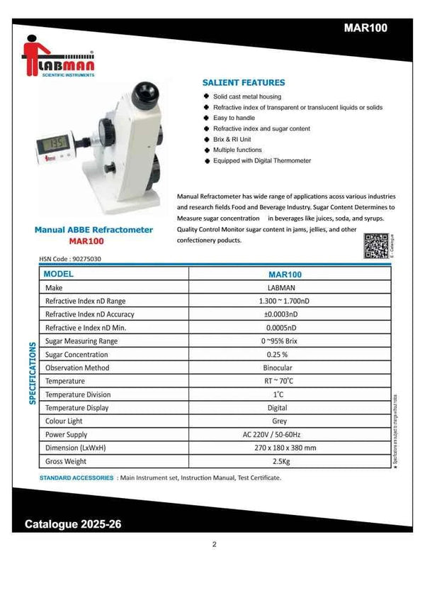Manual Abbe Refractometer - Labmart.in
