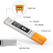 Digital pH meter with labeled parts on a white background
