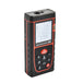Laser distance meter with digital display on a white background
